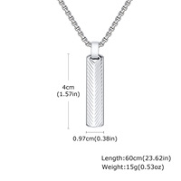 Collier pour homme en acier inoxydable électroplaqué, style sportif, avec pendentif carré motif floral et chaîne en bambou, collection Geometry Long, modèle Spring Creek Water
