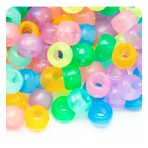 500g perles de poney en acrylique 6x9mm perles en plastique mélangées multicolores en vrac pour l'artisanat d'art bracelet collier fabrication de bijoux tressage de cheveux