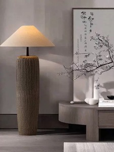Lampe de sol en terre cuite japonaise Wabi-Sabi, lampe de table pour salon, hôtel, villa, B&B, lampe d'ingénierie simple, décoration de chambre à coucher - Product Image 1