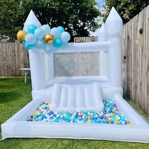 Hot Selling 13x8x8ft Indoor Moonwalk Bouncer Mini Toddler Inflatable Bouncy Castle White Bounce House Jumper For Kids Party