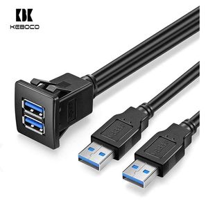 <span class=keywords><strong>C</strong></span>âble d'extension <span class=keywords><strong>USB</strong></span> <span class=keywords><strong>double</strong></span> 3.0 carré pour tableau de bord de voiture, en PVC tressé, résistant à l'eau IP65, à chargement rapide - Product Image 1