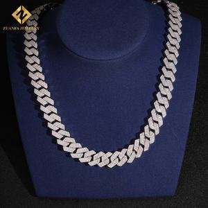 New Product 925 Sterling <b>Silver</b> Necklace <b>Men</b> <b>Chain</b> 15mm VVS Moissanite Cuban Link <b>Chain</b> HipHop Style Iced Out Moissanite Jewelry - Product Image 4
