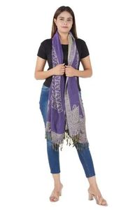 Étole en viscose tissée violette, douce et légère, pour femme, avec texture tissée élégante, longue écharpe pour le quotidien et les voyages - Product Image 4
