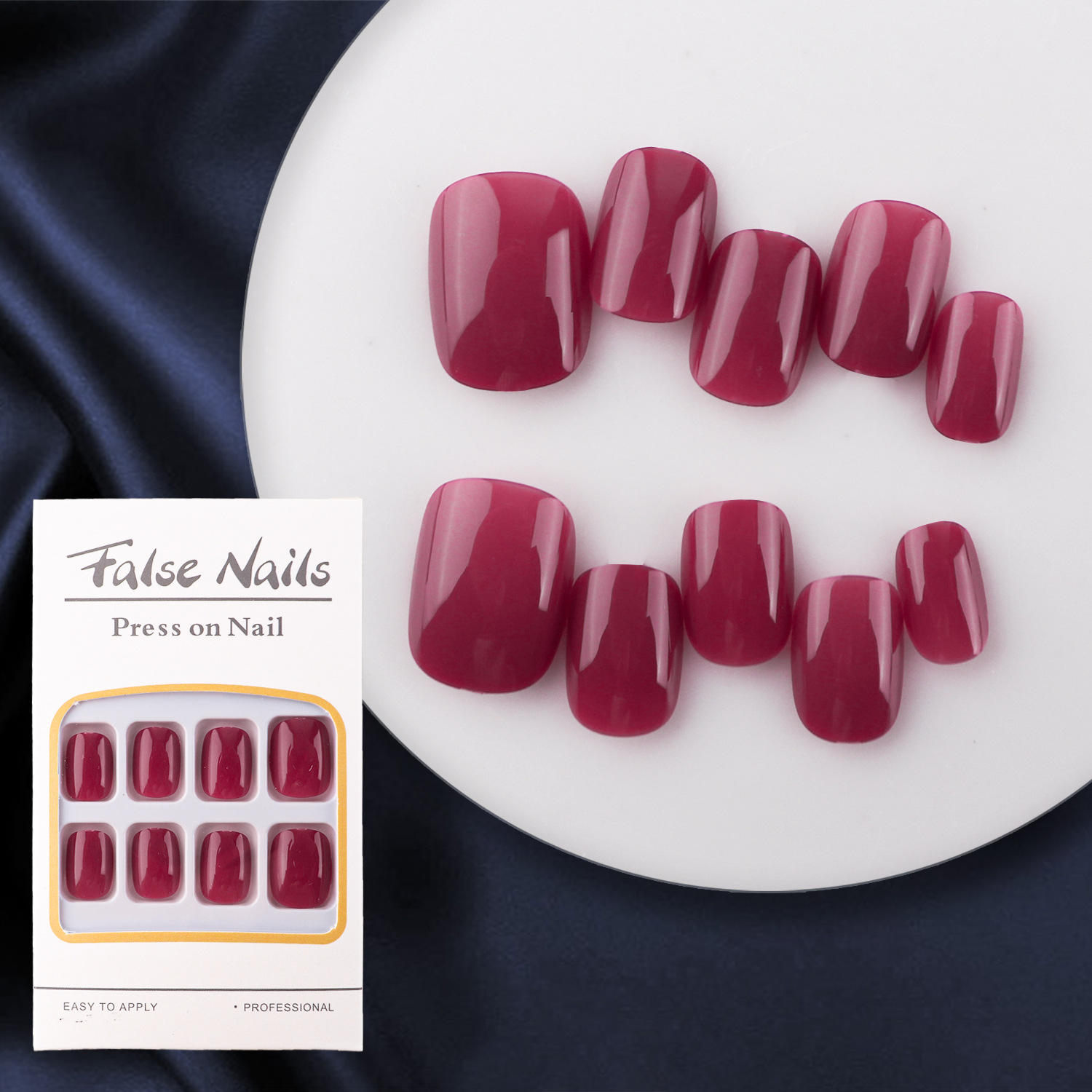 Hot Sales Short Oval Press on Nails Shiny Vegan Artificial False Nail