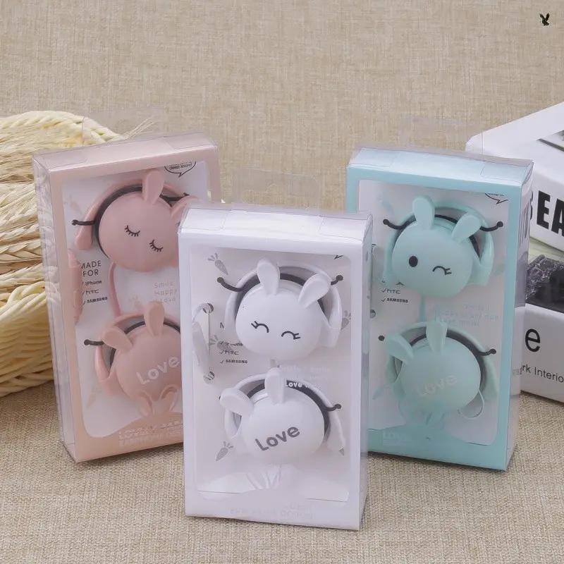 New 3.5mm Cute Rabbit Cartoon Stereo Earphone Headphone With Ear-hook Sports Headset For Girls Kids Xiaomi Mobile Phone Gift Mp3