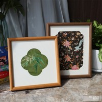 Cadre photo vintage en bois massif à motif floral carré et bords arrondis, design Begonia, pour peinture traditionnelle chinoise et aquarelle