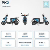 Scooter PK2 125cc, moteur refroidi par air, frein à disque avant, démarrage électrique, vitesse maximale de 80 km/h, EURO 5, fournisseur en gros