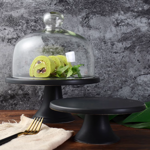 Plato <span class=keywords><strong>de</strong></span> Mango integrado, molde para pasteles alto <span class=keywords><strong>de</strong></span> cerámica reutilizable con tapa <span class=keywords><strong>de</strong></span> vidrio, cesta para servir pan, herramientas para pasteles ecológicas tipo soporte - Product Image 5