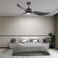 Ventilateur de plafond LED de 52 pouces avec lumière, 3 pales en ABS, télécommande à intensité variable, ventilateur de plafond moderne pour chambre à coucher