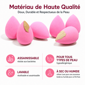 Éponges de maquillage essentielles : Éponges de beauté réutilisables à pointe de précision, côté arrondi et fond plat pour une application parfaite, faciles à nettoyer - Product Image 2