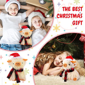 8235 Fluffy White Highland Cow Kuscheltiere Plüsch tier mit schottischem Plaid schal Weihnachts geschenke für Kinder Plüsch Hochland kuh - Product Image 4
