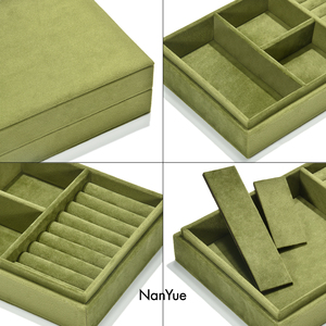 Vente en gros d'étui à bagues avec logo personnalisé boîte à bijoux en velours pour colliers et bagues boîte à bijoux de voyage en velours - Product Image 5