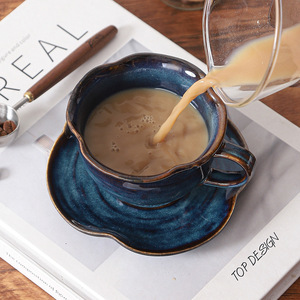 ชุดถ้วยกาแฟพร้อมจานรองลายซากุระสไตล์ญี่ปุ่น เคลือบแบบเตาเผาญี่ปุ่น วินเทจ สวยงาม ถ้วยเซรามิกสำหรับลาเต้อาร์ต ขายส่ง - Product Image 4