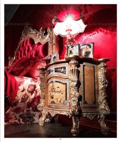 Dubai Neuer Stil Schlafzimmermöbel Holzgeschnitztes Schlafzimmer-Set Barockes Rotes Queensize-Bett