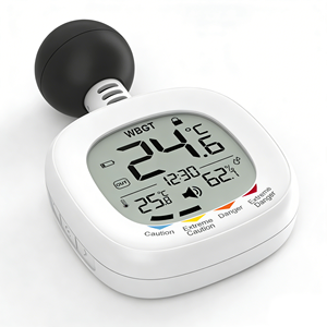 デジタルLCD温湿度計＆気象観測ステーション WBGT熱指数モニター時計 室内家庭用温度湿度計 - Product Image 2