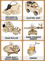 Kit de Ciencia DIY para Niños, Modelo de Coche 3D de Madera para Ensamblar, Juguete Educativo y Divertido con Diseño de Dibujos Animados