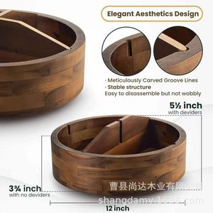 Wooden round detachable compartment dried fruit <b>tray</b>, creative candy and snack <b>storage</b> <b>tray</b>, living room coffee table desktop - Product Image 5