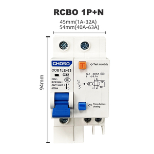 Choso COB1LE-63 1P+N RCBO PA66 4.5kA/6kA Capacità di interruzione Montaggio su guida DIN 2P 3P 3P+N 4P 40A 63A Curva BCD D/<span class=keywords><strong>B</strong></span>/C 50/60Hz - Product Image 4