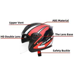 <span class=keywords><strong>Casque</strong></span> de moto tout-terrain ABS 3/4 unisexe, <span class=keywords><strong>casque</strong></span> de <span class=keywords><strong>scooter</strong></span> <span class=keywords><strong>modulable</strong></span> à visière relevable, protection de la tête – Offre Spéciale - Product Image 4