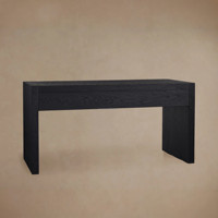 Bureau de direction en chêne noir anthracite à 2 tiroirs, table de bureau moderne pour la maison, bureau d'étude architectural Sovereign avec poignées en laiton
