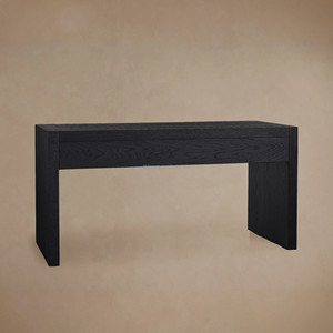 Charcoal Black Oak Executive <strong>Desk</strong> 2-Drawer Modern Home Office Study Table Sovereign Architectural Writing <strong>Desk</strong> with BrassHandles - Product Image 4