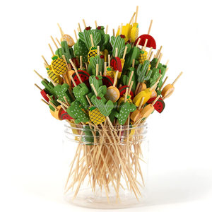 WOWEI stuzzicadenti in bambù bastoncini da Cocktail forniture per feste 12cm 100 pezzi monouso in bastoncini di bambù per spiedino 100 pezzi Set frutta <span class=keywords><strong>Ork</strong></span> - Product Image 2