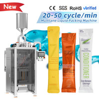 Machine d'emballage automatique multi-voies (2 voies) pour conditionneur et shampoing, machine d'emballage multi-pistes pour sachets de liquides, gel douche et produits capillaires