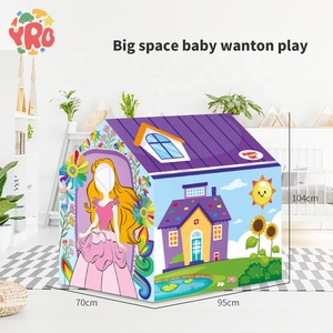 Casa de juegos de juguete <span class=keywords><strong>para</strong></span> interiores/exteriores DIY con dibujo de garabatos, tienda de juegos <span class=keywords><strong>para</strong></span> niños, casa de juegos de cartón de tela colorida <span class=keywords><strong>para</strong></span> diversión creativa - Product Image 6