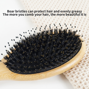 Peine de bambú natural con cojín de aire para alisar y definir rizos, cepillo de madera con cerdas para el cabello y la barba. - Product Image 5