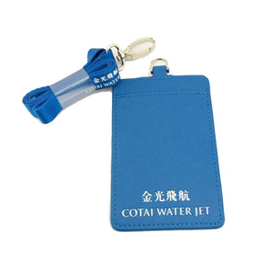 Factory Customized Leather Aviation <strong>Lanyard</strong> ID Badge Cover Advertising Leather ID Card Holder <strong>Police</strong> PU Working Card Holder - Product Image 3