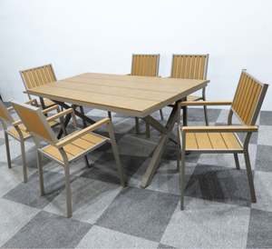 Ensemble <span class=keywords><strong>de</strong></span> table <span class=keywords><strong>et</strong></span> chaises <span class=keywords><strong>de</strong></span> <span class=keywords><strong>jardin</strong></span> moderne en métal <span class=keywords><strong>et</strong></span> <span class=keywords><strong>aluminium</strong></span>, finition colorée, 5 pièces, 150 cm, avec pieds amovibles, pour hôtel <span class=keywords><strong>et</strong></span> parc - Product Image 5