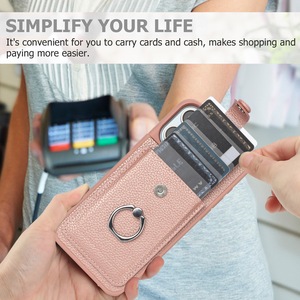 เคสโทรศัพท์หนังแบบกระเป๋าสตางค์พร้อมช่องใส่บัตรแม่เหล็กสำหรับ <span class=keywords><strong>iPhone</strong></span> 17 16 15 14 13 พร้อมห่วงดึงแบบพับได้ - Product Image 6