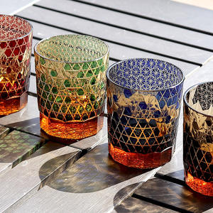 Vaso de Vidrio Ámbar Japonés Edo Kiriko para Whisky, Vaso de Vidrio de Color, Estilo Antiguo de Lujo, 8 oz, Clásico Azul Cobalto, Vaso de Cerveza para Fiestas - Product Image 2