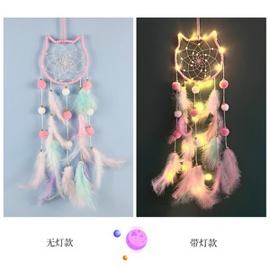 <span class=keywords><strong>Attrape</strong></span>-rêves étoile lune chat avec lumière <span class=keywords><strong>pour</strong></span> enfants filles chambre décor à la maison coloré plume <span class=keywords><strong>attrape</strong></span>-rêves artisanat fait à la main - Product Image 4