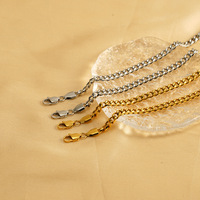 Bracelet Figaro en plaqué or véritable 18K, chaîne en corde, gourmette robuste en acier inoxydable, bracelet à maillons cubains Miami pour hommes et femmes