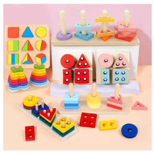 ของเล่น Montessori สำหรับ1ถึงเด็กผู้ชายเด็กผู้หญิงเด็กหัดเดินที่จดจำสี Stacker รูปร่างเรียงลำดับไม้ปริศนาการเรียนรู้ของขวัญสำหรับเด็ก - Product Image 2