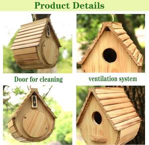 Casetta per Uccelli Tradizionale in Legno Naturale STARSWR, <span class=keywords><strong>da</strong></span> Appendere per <span class=keywords><strong>Giardino</strong></span>, per Uccelli Blu, Fringuelli e Cardinali, 15 cm x 17,5 cm x 19,8 cm - Product Image 5