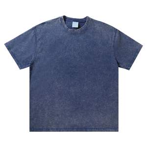 Camiseta en blanco con estampado lavado Vintage de algodón de gran tamaño para hombre, camiseta informal transpirable con lavado ácido y patrón de Color sólido para hombre - Product Image 5