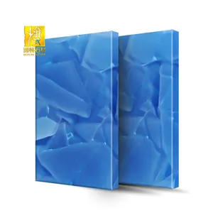 Hot Style Artificial Stone Transparent Blue Jade Glass Slabs for flooring tile