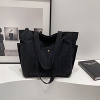 Tas Tote Kanvas Besar Lipat dengan Resleting Ramah Lingkungan Dapat Digunakan Kembali Tas Selempang untuk Mahasiswa Kantor Perjalanan Harian Belanja Jalan-Jalan