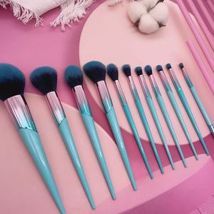 Blue Wood Handle Powder Makeup <b>Brush</b> Synthetic Hair Aluminum Ferrule Concealer Shaving Daily Face <b>Brush</b> Tool - Product Image 2
