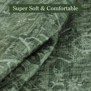 Ultra-Mince 5x7 Grand Vintage Doux Vert Tapis Antidérapant Résistant Aux Taches pour Salon Salle À Manger Bureau Entrée Lavable - Product Image 5