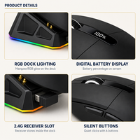 Souris de jeu tri-mode PAW3311 12000 DPI 1000Hz sans fil, filaire, silencieuse, 6 boutons pour PC Gamer