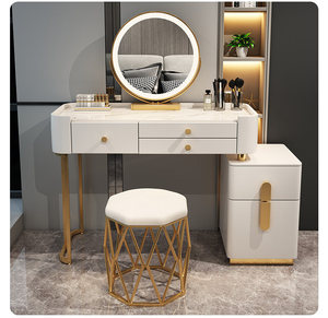 Coiffeuse moderne et abordable de luxe pour la maison, style nordique, avec tiroirs et miroir pour chambre à coucher - Product Image 4