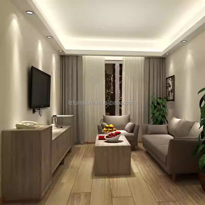 Economical 3 Star Hotel Bedroom <b>Sets</b> Modern Wood Frame Twin <b>Beds</b> with Integrated Work Desk & Living Area Furniture For <b>Full</b> Room - Product Image 3