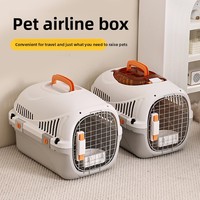 Boîte de transport pour animaux de compagnie, mode chat et chien, en PP respirant, rectangulaire, avec fermeture à bouton, portable, pour voyages en avion et en extérieur
