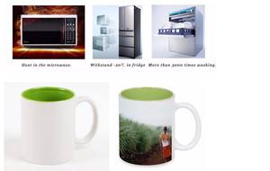 Taza interior con asa de color impresa personalizada, regalo, taza de impresión de 11 onzas/15 onzas, foto de texto con imagen, vaporizador de sublimación de cerámica azul interior de 11 onzas - Product Image 6