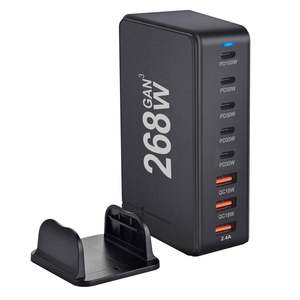 Chargeur de bureau à charge rapide GaN 268W, 100W <span class=keywords><strong>USB</strong></span>-<span class=keywords><strong>C</strong></span>, 30W, 10W, sorties <span class=keywords><strong>multi</strong></span>-ports <span class=keywords><strong>USB</strong></span>, <span class=keywords><strong>adaptateur</strong></span> pour ordinateur portable 15 pouces, PD 65W, OTP/OVP - Product Image 3
