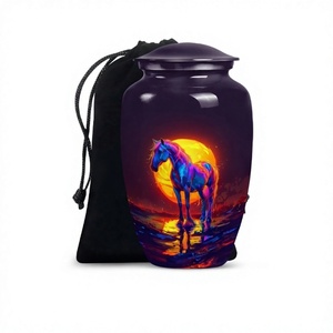 Matte Black Horse Cremation Adult <b>Urn</b> for Human Ashes Decorative <b>Large</b> Funeral <b>Urn</b> With Free Velvet Bag - Product Image 1