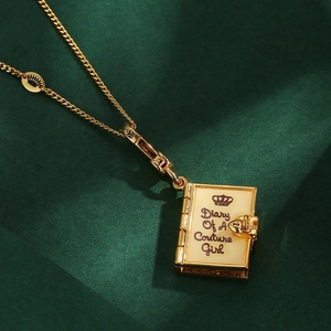 Collana con Ciondolo a Forma di Cuore con Alfabeto Smaltato, Apribile a 3D, a Forma di Libro, per Donna - Product Image 3